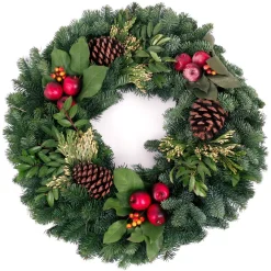 VAN ZYVERDEN 24 In. Live Fresh Cut Pacific Northwest Countryside Christmas Wreath