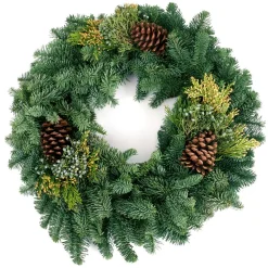VAN ZYVERDEN 20 In. Live Fresh Cut Pacific Northwest Mixed Christmas Wreath Pine Cone Decorated -Alpine Corporation Shop van zyverden christmas wreaths 87433 c3 1000