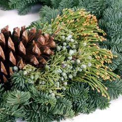 VAN ZYVERDEN 24 In. Live Fresh Cut Pacific Northwest Mixed Christmas Wreath Pine Cone Decorated -Alpine Corporation Shop van zyverden christmas wreaths 87435 44 1000