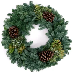 VAN ZYVERDEN 24 In. Live Fresh Cut Pacific Northwest Mixed Christmas Wreath Pine Cone Decorated -Alpine Corporation Shop van zyverden christmas wreaths 87435 c3 1000