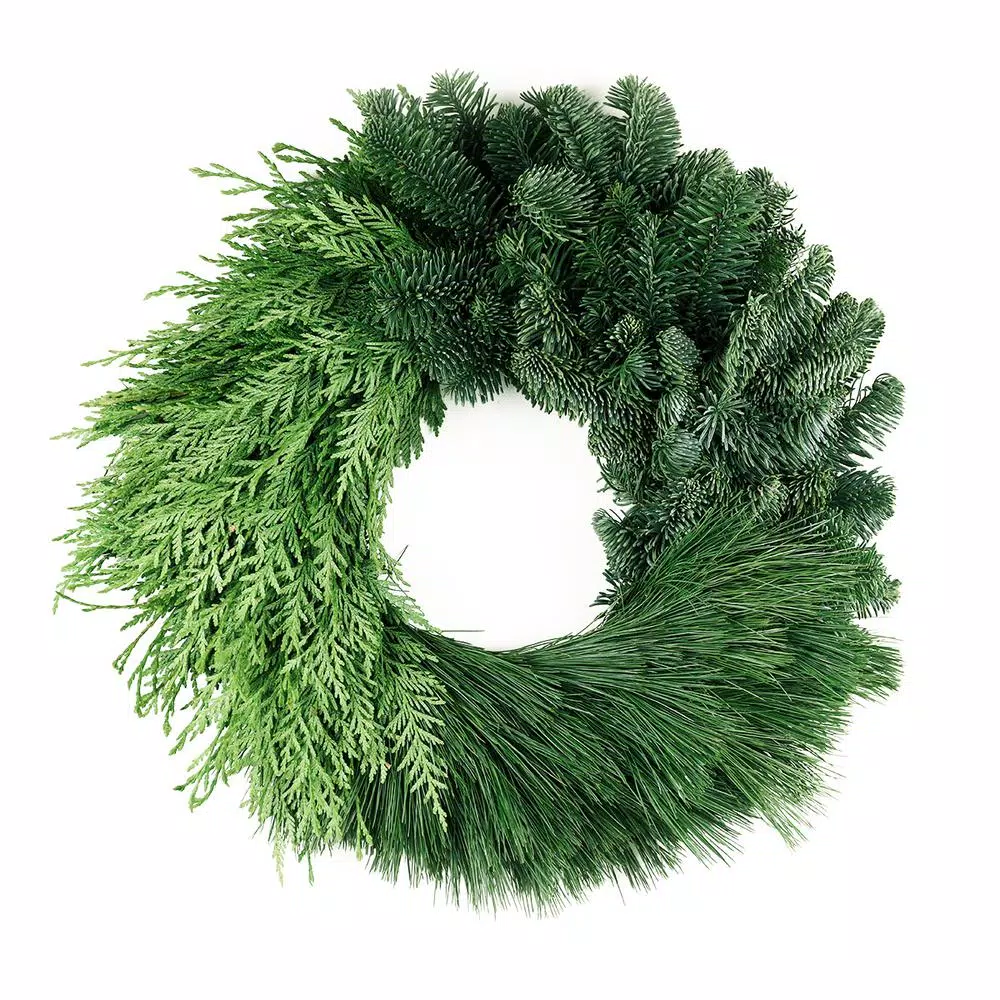 VAN ZYVERDEN 24 In. Live Fresh Cut Pacific Northwest Modern Block Christmas Wreath 3 VAN ZYVERDEN 24 In. Live Fresh Cut Pacific Northwest Modern Block Christmas Wreath