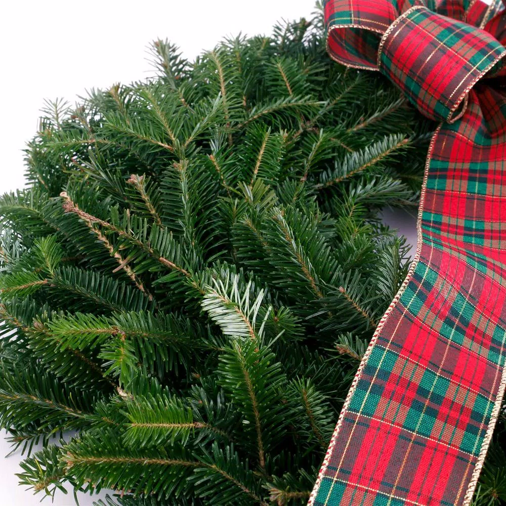 VAN ZYVERDEN 24 In. Live Fresh Cut Blue Ridge Mountain Decorated Fraser Fir Christmas Wreath With Bow 5 VAN ZYVERDEN 24 In. Live Fresh Cut Blue Ridge Mountain Decorated Fraser Fir Christmas Wreath With Bow - Image 3