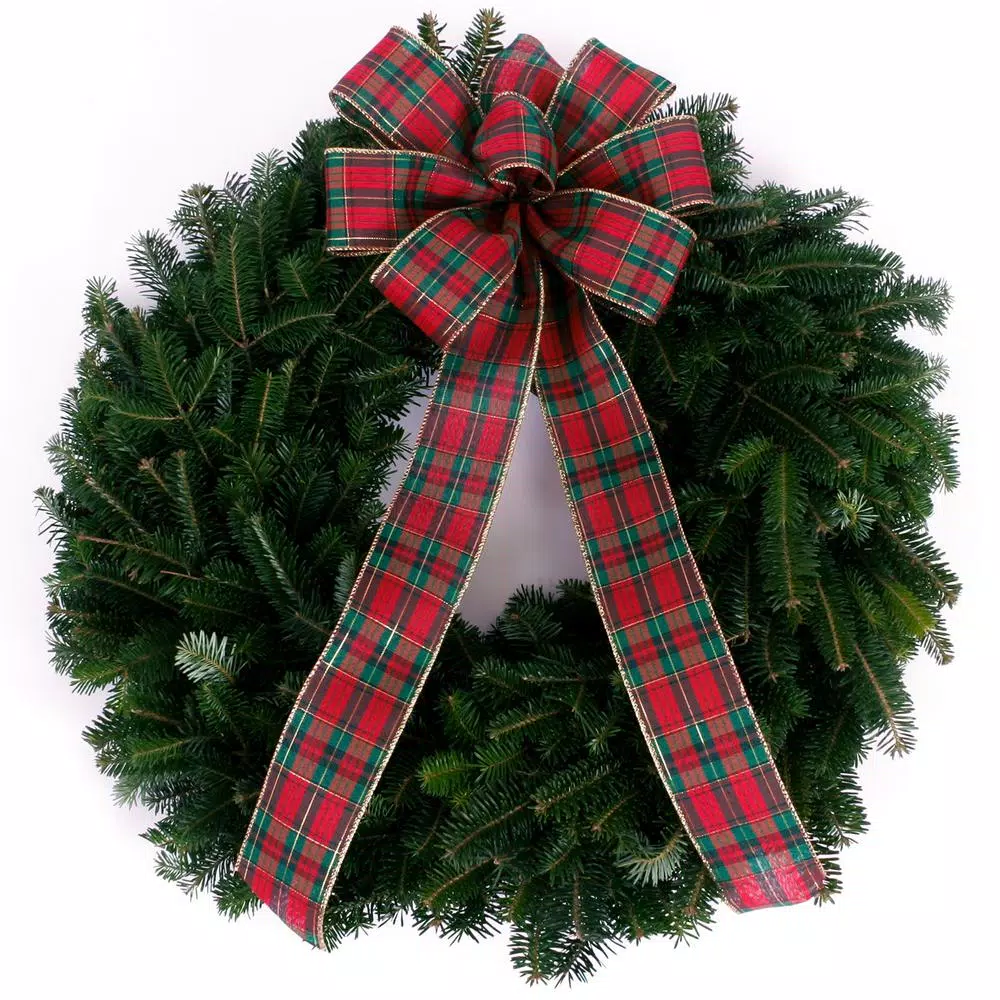 VAN ZYVERDEN 24 In. Live Fresh Cut Blue Ridge Mountain Decorated Fraser Fir Christmas Wreath With Bow 3 VAN ZYVERDEN 24 In. Live Fresh Cut Blue Ridge Mountain Decorated Fraser Fir Christmas Wreath With Bow