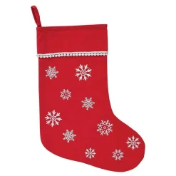 VHC Brands 15 In. Winter Wonderment Bright Red Traditional Christmas Decor Stocking