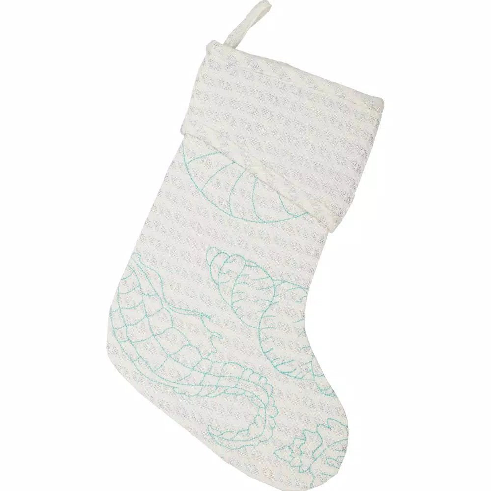 VHC Brands 15 In. Cotton/Metallic Thread Arielle Bright White Coastal Christmas Decor Stocking 4 VHC Brands 15 In. Cotton/Metallic Thread Arielle Bright White Coastal Christmas Decor Stocking - Image 2