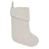 VHC Brands 15 In. Cotton/Metallic Thread Creme Nowell Farmhouse Christmas Decor Stocking