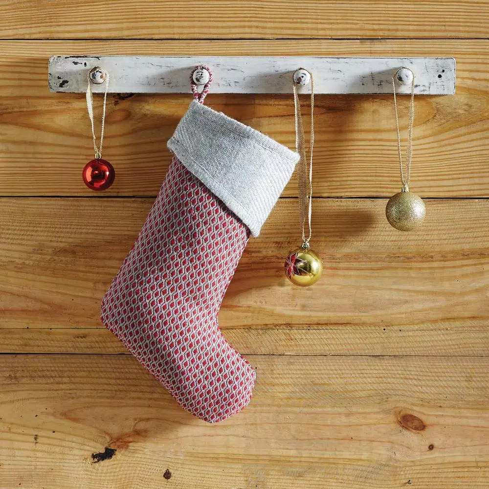 VHC Brands 15 In. Cotton And Wool Tannen Deep Red Traditional Christmas Decor Stocking 4 VHC Brands 15 In. Cotton And Wool Tannen Deep Red Traditional Christmas Decor Stocking - Image 2