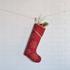 VHC Brands 20 In. Cotton/Nylon Revelry Brick Red Traditional Christmas Decor Stocking -Alpine Corporation Shop vhc brands christmas stockings 31991 31 1000