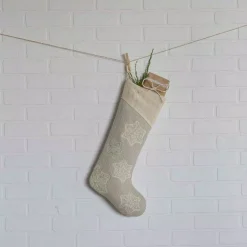 VHC Brands 20 In. Cotton/Metallic Thread Ingrid Ash Grey Farmhouse Christmas Decor Stocking -Alpine Corporation Shop vhc brands christmas stockings 32016 31 1000