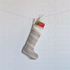 VHC Brands 20 In. Cotton/Felt Liv Pebble Grey Traditional Christmas Decor Stocking -Alpine Corporation Shop vhc brands christmas stockings 32031 31 1000