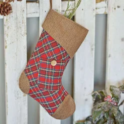 VHC Brands 15 In. Cotton Gavin Cherry Red Rustic Christmas Decor Stocking 8 VHC Brands 15 In. Cotton Gavin Cherry Red Rustic Christmas Decor Stocking -Alpine Corporation Shop vhc brands christmas stockings 32048 44 1000