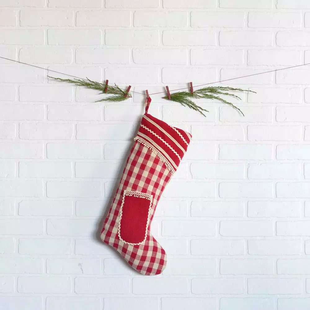 VHC Brands 20 In. Cotton Gretchen Cherry Red Farmhouse Christmas Decor Stocking 5 VHC Brands 20 In. Cotton Gretchen Cherry Red Farmhouse Christmas Decor Stocking - Image 3