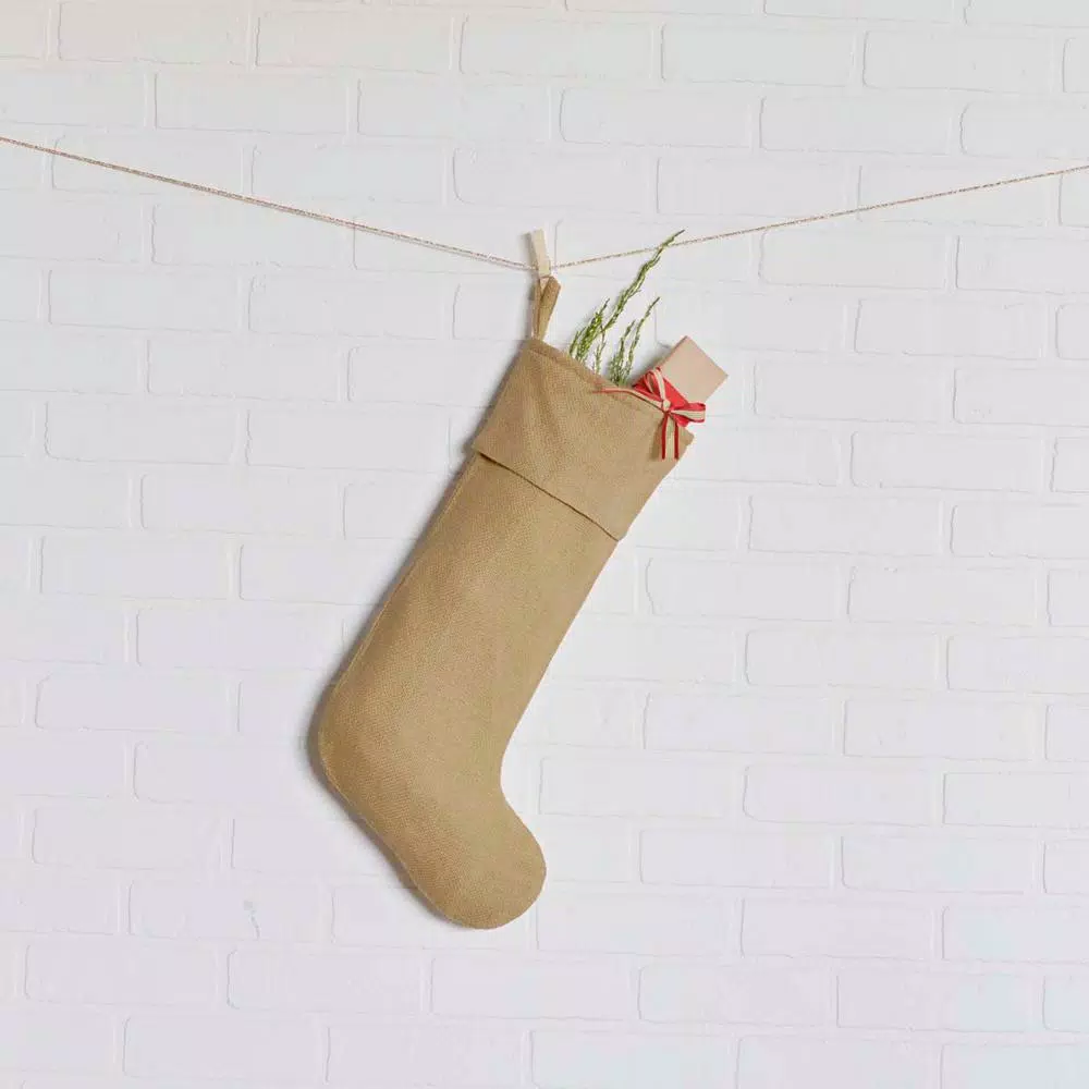 VHC Brands 20 In. Cotton Natural Festive Burlap Farmhouse Christmas Decor Stocking 4 VHC Brands 20 In. Cotton Natural Festive Burlap Farmhouse Christmas Decor Stocking - Image 2
