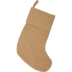 VHC Brands 20 In. Cotton Natural Festive Burlap Farmhouse Christmas Decor Stocking
