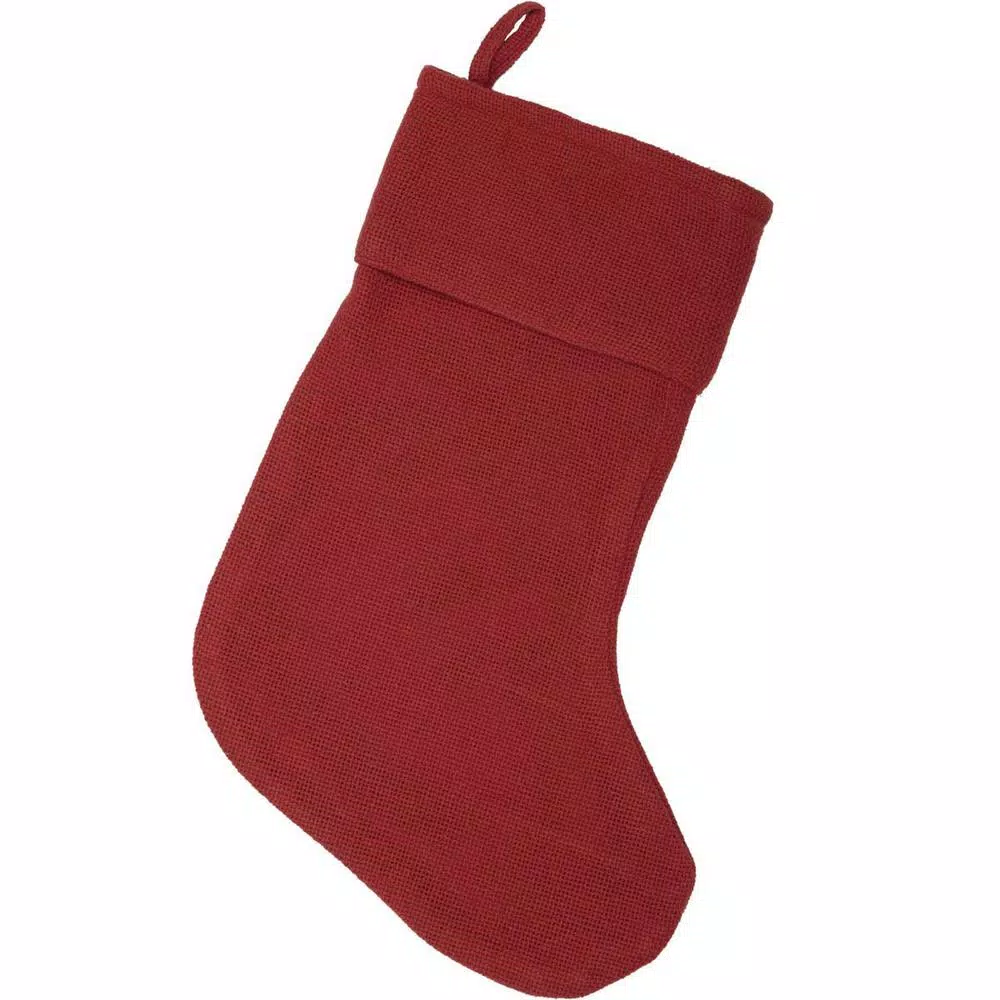 VHC Brands 15 In. 100% Cotton Red Festive Burlap Farmhouse Christmas Decor Stocking 3 VHC Brands 15 In. 100% Cotton Red Festive Burlap Farmhouse Christmas Decor Stocking