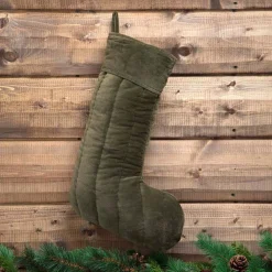 VHC Brands 20 In. Cotton Green Velvet Holiday Traditional Christmas Decor Stocking 5 VHC Brands 20 In. Cotton Green Velvet Holiday Traditional Christmas Decor Stocking -Alpine Corporation Shop vhc brands christmas stockings 38626 31 1000