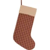 VHC Brands 20 In. Cotton/Jute Burgundy Check Red Primitive Christmas Decor Button Stocking -Alpine Corporation Shop vhc brands christmas stockings 42374 64 1000