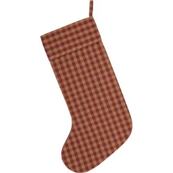 VHC Brands 20 In. Cotton Burgundy Check Red Primitive Christmas Decor Stocking -Alpine Corporation Shop vhc brands christmas stockings 42388 c3 1000