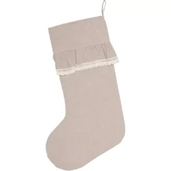 VHC Brands 20 In. Cotton Carol Khaki Tan Farmhouse Christmas Decor Chambray Stocking -Alpine Corporation Shop vhc brands christmas stockings 42389 c3 1000