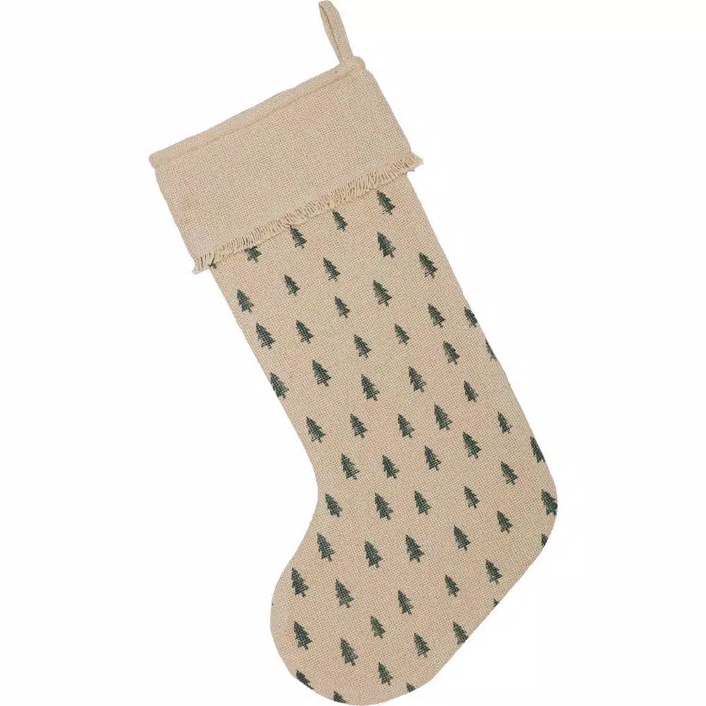VHC Brands 20 In. Cotton Vintage Burlap Tree Antique Creme White Farmhouse Christmas Decor Stocking 4 VHC Brands 20 In. Cotton Vintage Burlap Tree Antique Creme White Farmhouse Christmas Decor Stocking - Image 2