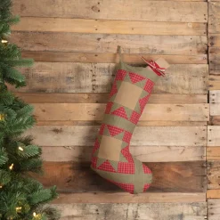 VHC Brands 20 In. Cotton Red Dolly Star Primitive Christmas Decor Patch Stocking -Alpine Corporation Shop vhc brands christmas stockings 42478 31 1000