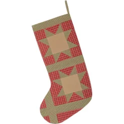 VHC Brands 20 In. Cotton Red Dolly Star Primitive Christmas Decor Patch Stocking -Alpine Corporation Shop vhc brands christmas stockings 42478 c3 1000