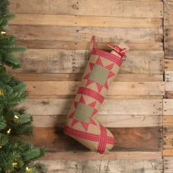 VHC Brands 20 In. Cotton Tan Dolly Star Primitive Christmas Decor Patch Stocking -Alpine Corporation Shop vhc brands christmas stockings 42479 31 1000