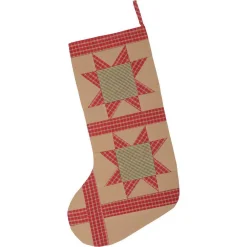 VHC Brands 20 In. Cotton Tan Dolly Star Primitive Christmas Decor Patch Stocking -Alpine Corporation Shop vhc brands christmas stockings 42479 c3 1000