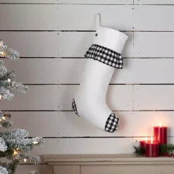 VHC Brands 20 In. Black Emmie Farmhouse Christmas Decor Check Ruffle Stocking -Alpine Corporation Shop vhc brands christmas stockings 42496 31 1000