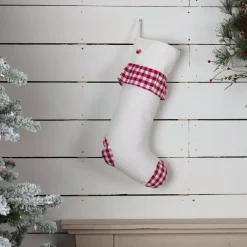 VHC Brands 20 In. Red Emmie Farmhouse Christmas Decor Check Ruffle Stocking 7 VHC Brands 20 In. Red Emmie Farmhouse Christmas Decor Check Ruffle Stocking -Alpine Corporation Shop vhc brands christmas stockings 42497 31 1000