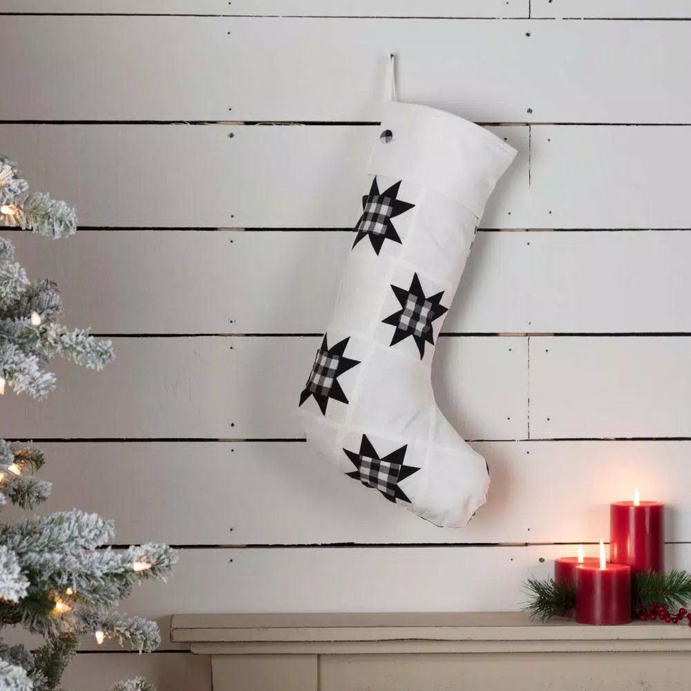 VHC Brands 20 In. Cotton Black Emmie Farmhouse Christmas Decor Patch Stocking 5 VHC Brands 20 In. Cotton Black Emmie Farmhouse Christmas Decor Patch Stocking - Image 3