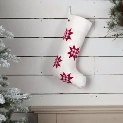 VHC Brands 20 In. Cotton Red Emmie Farmhouse Christmas Decor Patch Stocking -Alpine Corporation Shop vhc brands christmas stockings 42501 31 1000