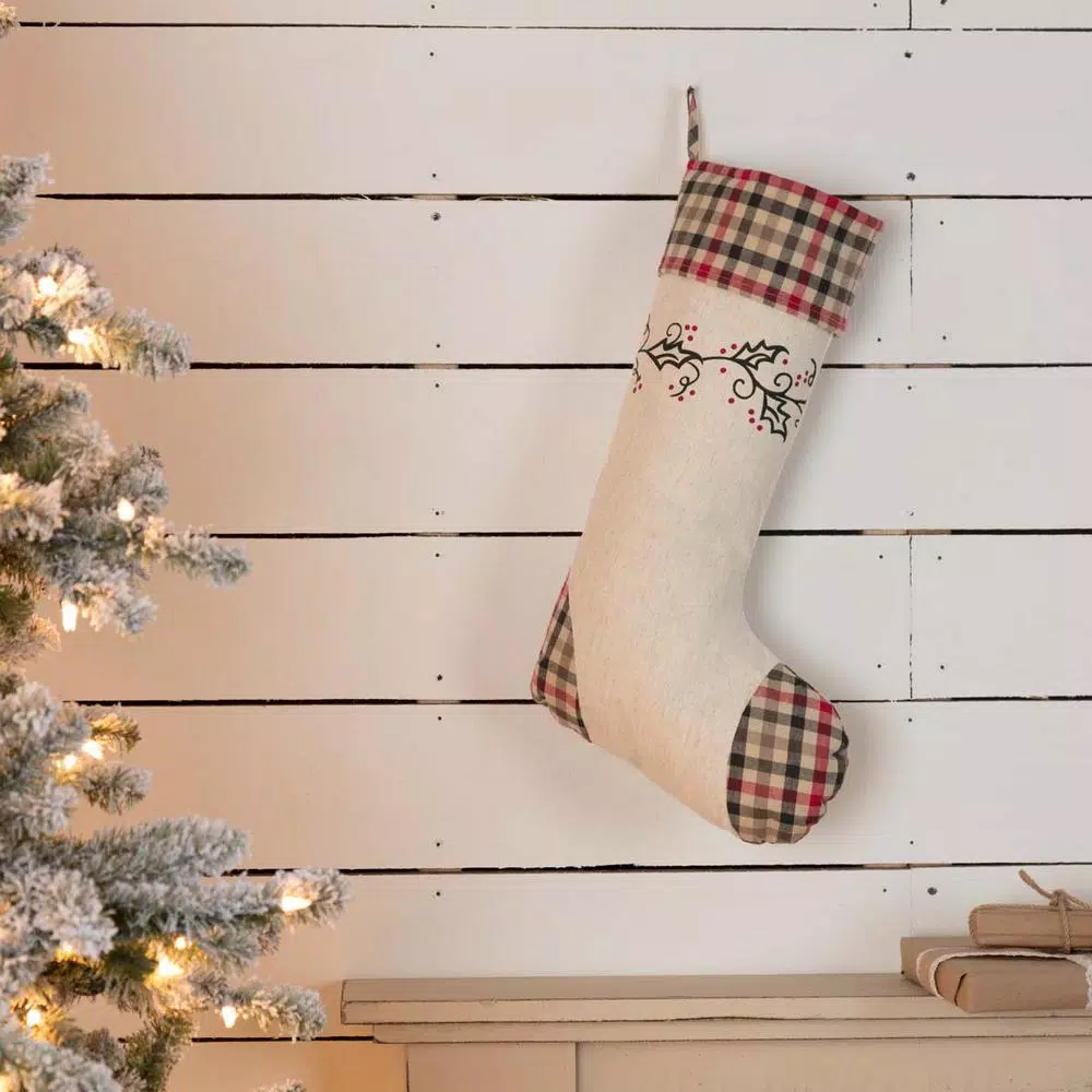 VHC Brands 20 In. Hollis Ivory White Farmhouse Christmas Decor Stenciled Stocking 5 VHC Brands 20 In. Hollis Ivory White Farmhouse Christmas Decor Stenciled Stocking - Image 3