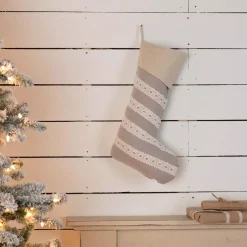 VHC Brands 20 In. Cotton/Felt Grey Margot Farmhouse Christmas Decor Stocking -Alpine Corporation Shop vhc brands christmas stockings 42568 31 1000