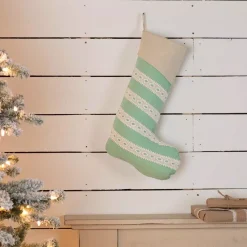 VHC Brands 20 In. Cotton And Felt Mint Margot Farmhouse Christmas Decor Stocking 7 VHC Brands 20 In. Cotton And Felt Mint Margot Farmhouse Christmas Decor Stocking -Alpine Corporation Shop vhc brands christmas stockings 42569 31 1000