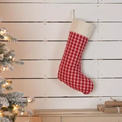 VHC Brands 20 In. Cotton Red Plaid Christmas Farmhouse Decor Stocking 7 VHC Brands 20 In. Cotton Red Plaid Christmas Farmhouse Decor Stocking -Alpine Corporation Shop vhc brands christmas stockings 42595 31 1000