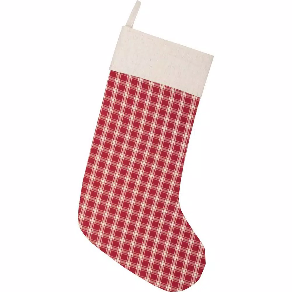 VHC Brands 20 In. Cotton Red Plaid Christmas Farmhouse Decor Stocking 3 VHC Brands 20 In. Cotton Red Plaid Christmas Farmhouse Decor Stocking