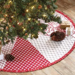 VHC Brands 50 In. Natalia Cherry Red Farmhouse Christmas Decor Tree Skirt 9 VHC Brands 50 In. Natalia Cherry Red Farmhouse Christmas Decor Tree Skirt -Alpine Corporation Shop vhc brands christmas tree skirts collars 26580 31 1000