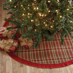 VHC Brands 48 In. Claren Cherry Red Rustic Christmas Decor Tree Skirt 9 VHC Brands 48 In. Claren Cherry Red Rustic Christmas Decor Tree Skirt -Alpine Corporation Shop vhc brands christmas tree skirts collars 28773 31 1000