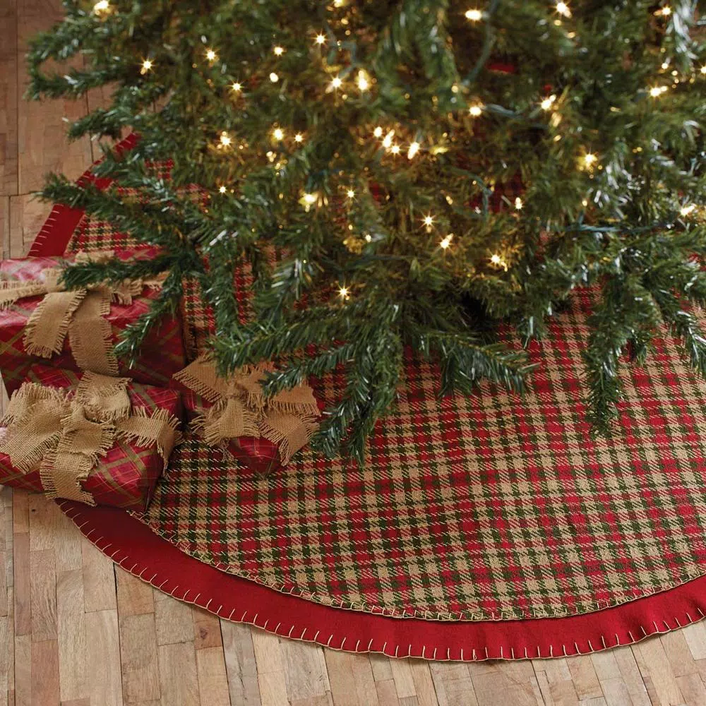 VHC Brands 48 In. Claren Cherry Red Rustic Christmas Decor Tree Skirt 6 VHC Brands 48 In. Claren Cherry Red Rustic Christmas Decor Tree Skirt - Image 4