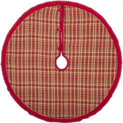 VHC Brands 48 In. Claren Cherry Red Rustic Christmas Decor Tree Skirt