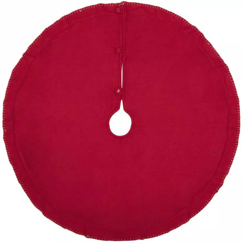 VHC Brands 48 In. Claren Cherry Red Rustic Christmas Decor Tree Skirt 4 VHC Brands 48 In. Claren Cherry Red Rustic Christmas Decor Tree Skirt - Image 2