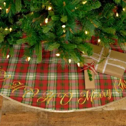VHC Brands 48 In. Holiday Cherry Red Farmhouse Christmas Decor Tree Skirt -Alpine Corporation Shop vhc brands christmas tree skirts collars 31969 31 1000