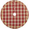 VHC Brands 48 In. Holiday Cherry Red Farmhouse Christmas Decor Tree Skirt