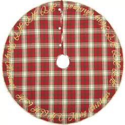 VHC Brands 48 In. Holiday Cherry Red Farmhouse Christmas Decor Tree Skirt