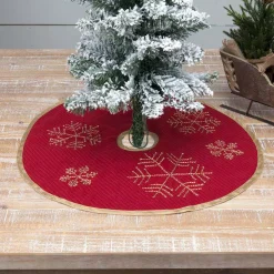 VHC Brands 21 In. Revelry Brick Red Traditional Christmas Decor Mini Tree Skirt 7 VHC Brands 21 In. Revelry Brick Red Traditional Christmas Decor Mini Tree Skirt -Alpine Corporation Shop vhc brands christmas tree skirts collars 31994 31 1000