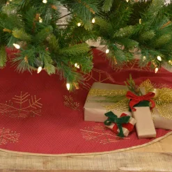 VHC Brands 48 In. Revelry Brick Red Traditional Christmas Decor Tree Skirt -Alpine Corporation Shop vhc brands christmas tree skirts collars 31995 31 1000
