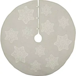 VHC Brands 48 In. Ingrid Ash Grey Farmhouse Christmas Decor Tree Skirt