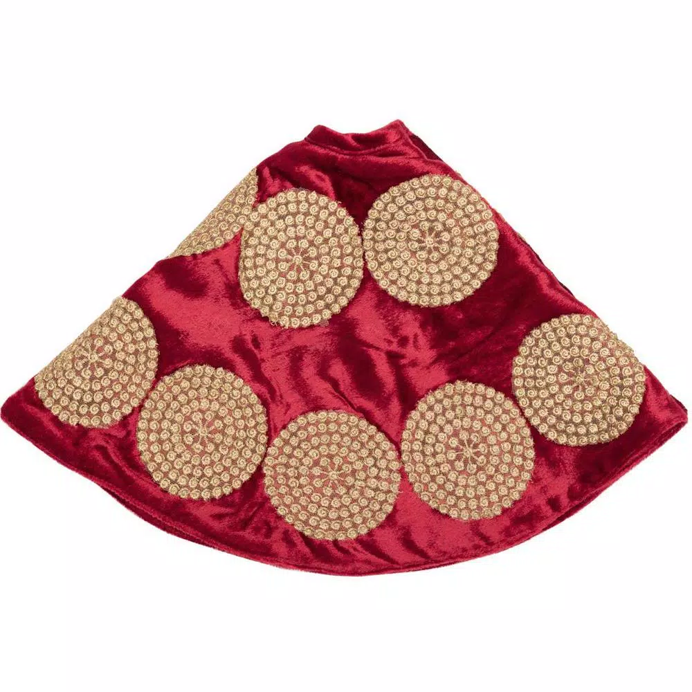 VHC Brands 21 In. Red Memories Glam Christmas Decor Mini Tree Skirt 5 VHC Brands 21 In. Red Memories Glam Christmas Decor Mini Tree Skirt - Image 3