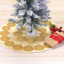 VHC Brands 21 In. Creme Memories Glam Christmas Decor Mini Tree Skirt -Alpine Corporation Shop vhc brands christmas tree skirts collars 32027 31 1000